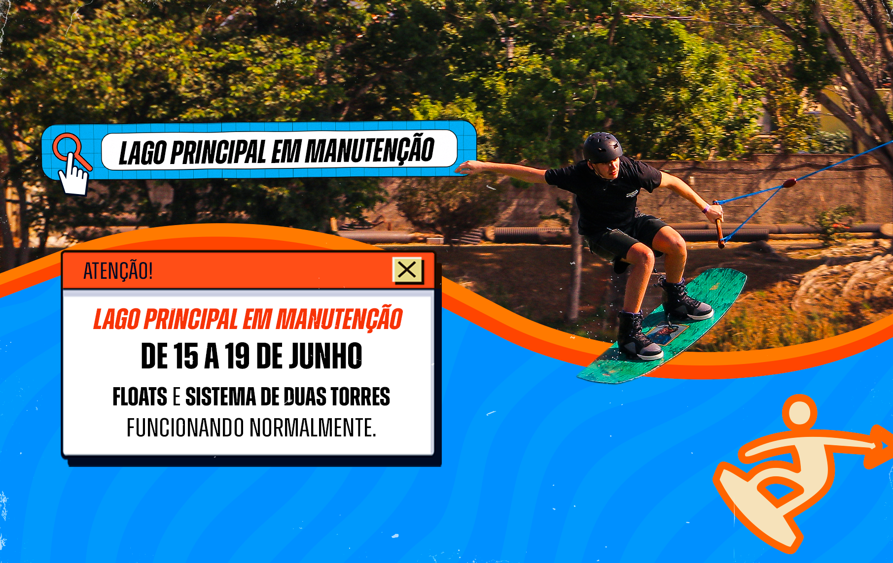 1251.28 Aviso _ Lago principal fechado para manutenção Banner